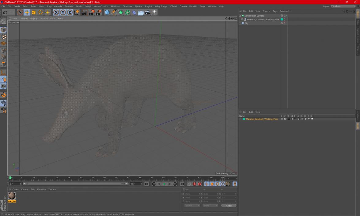 3D Mammal Aardvark Walking Pose model