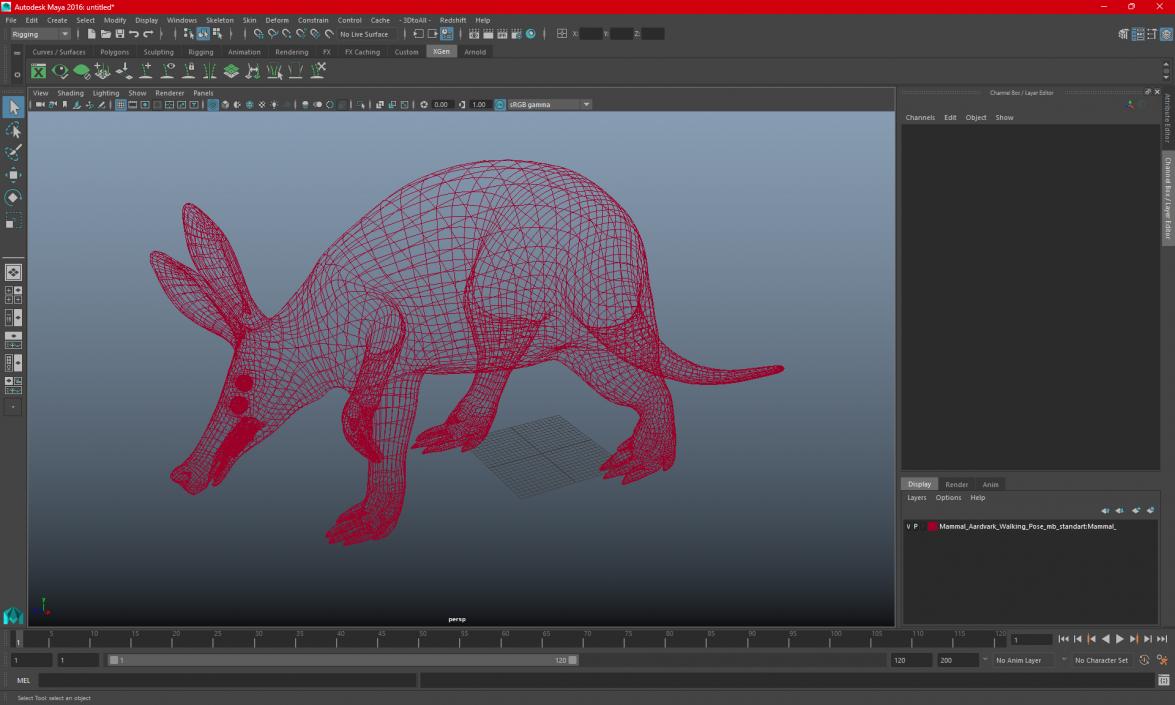 3D Mammal Aardvark Walking Pose model