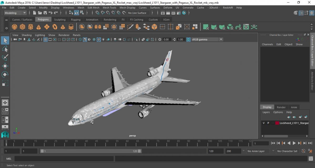 Lockheed L1011 Stargazer with Pegasus XL Rocket 3D