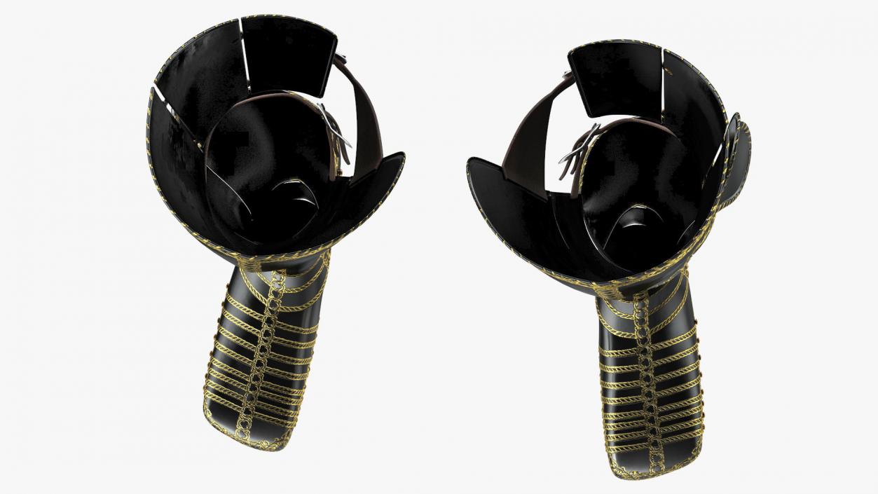 3D Medieval Knight Black Gold Leg Armor