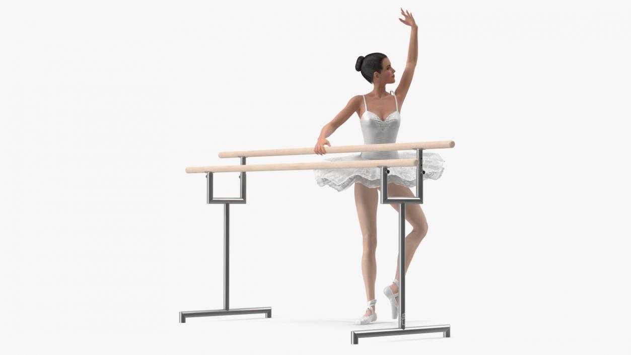 Ballerina with Portable Ballet Barre Rigged for Cinema 4D 3D