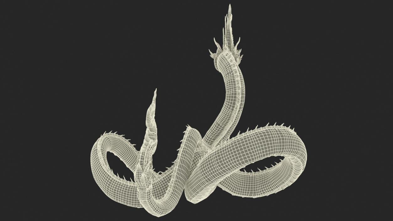 3D Thai Naga Dragon Gold Curled model