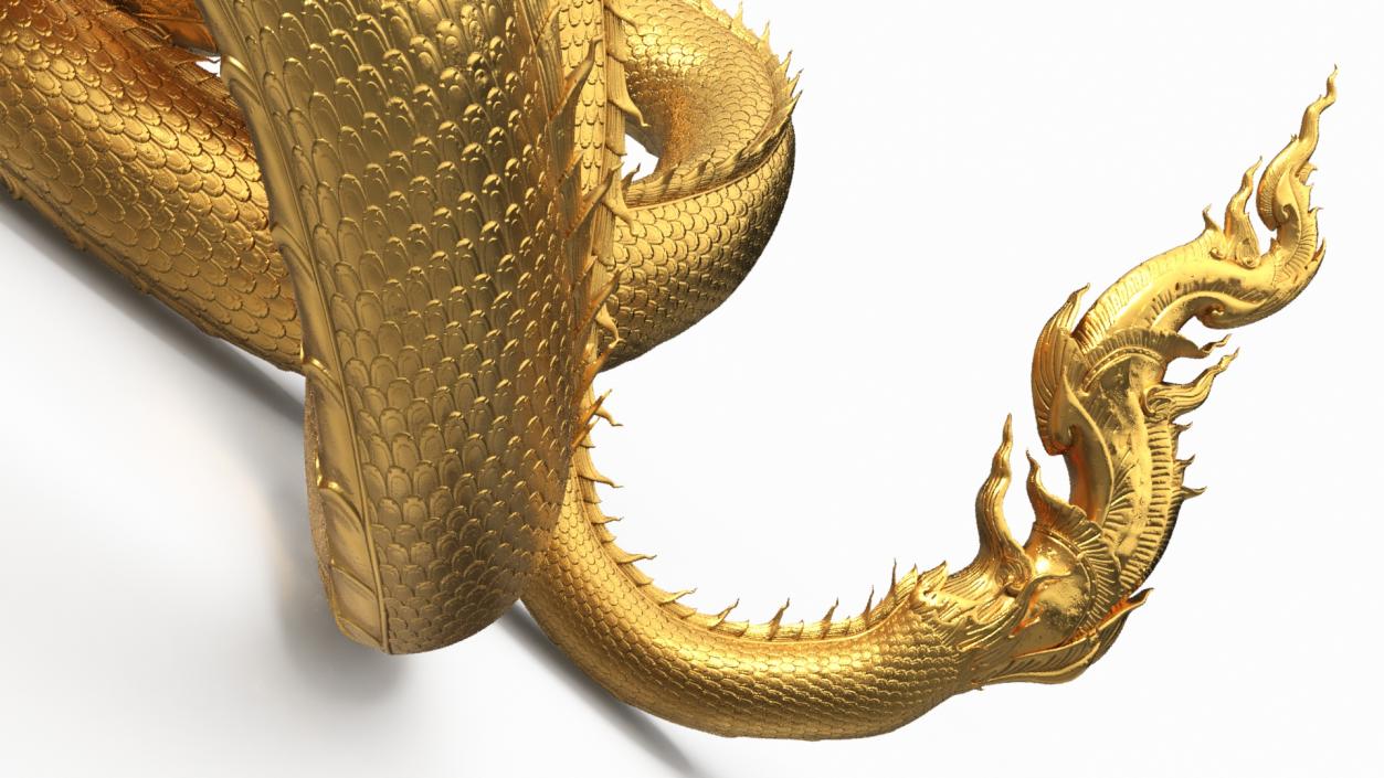 3D Thai Naga Dragon Gold Curled model