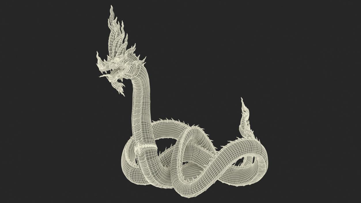 3D Thai Naga Dragon Gold Curled model