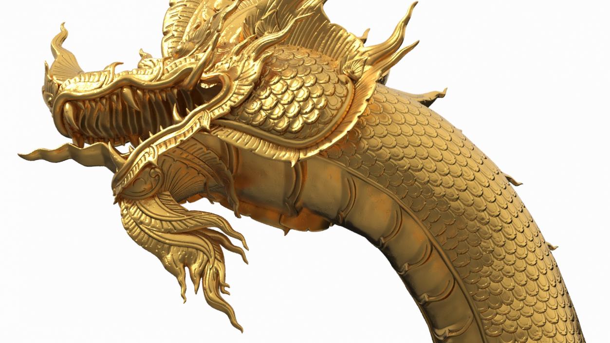 3D Thai Naga Dragon Gold Curled model