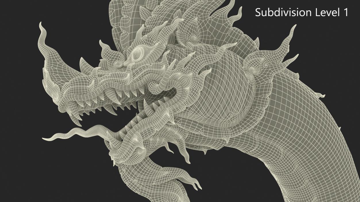 3D Thai Naga Dragon Gold Curled model