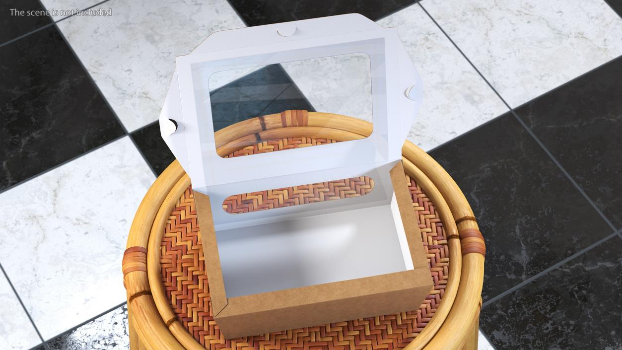 Opened Kraft Food Box with Window Large 3D model