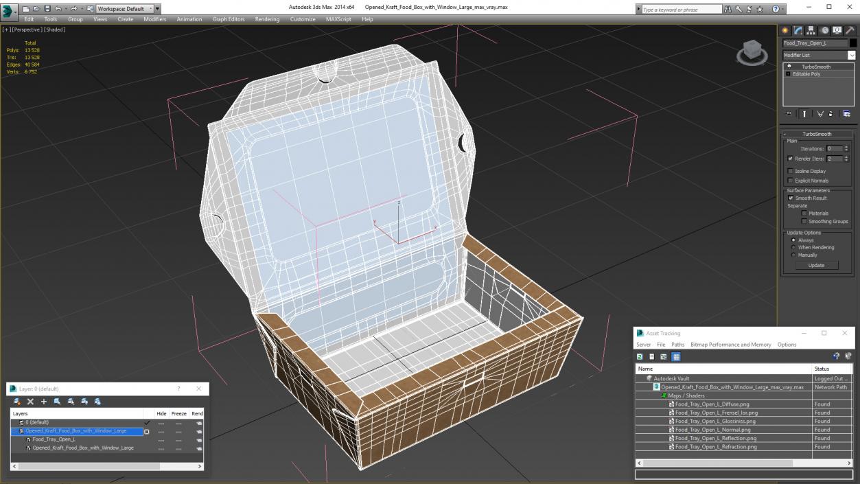 Opened Kraft Food Box with Window Large 3D model