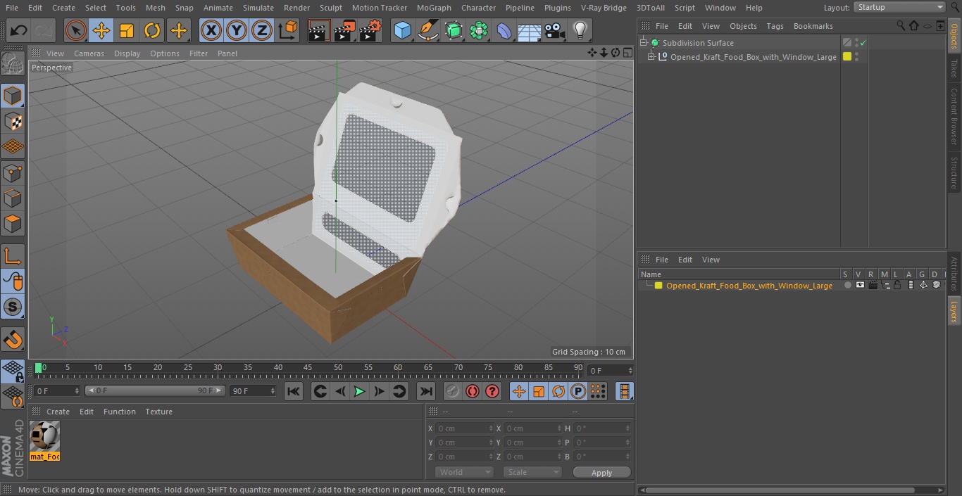 Opened Kraft Food Box with Window Large 3D model