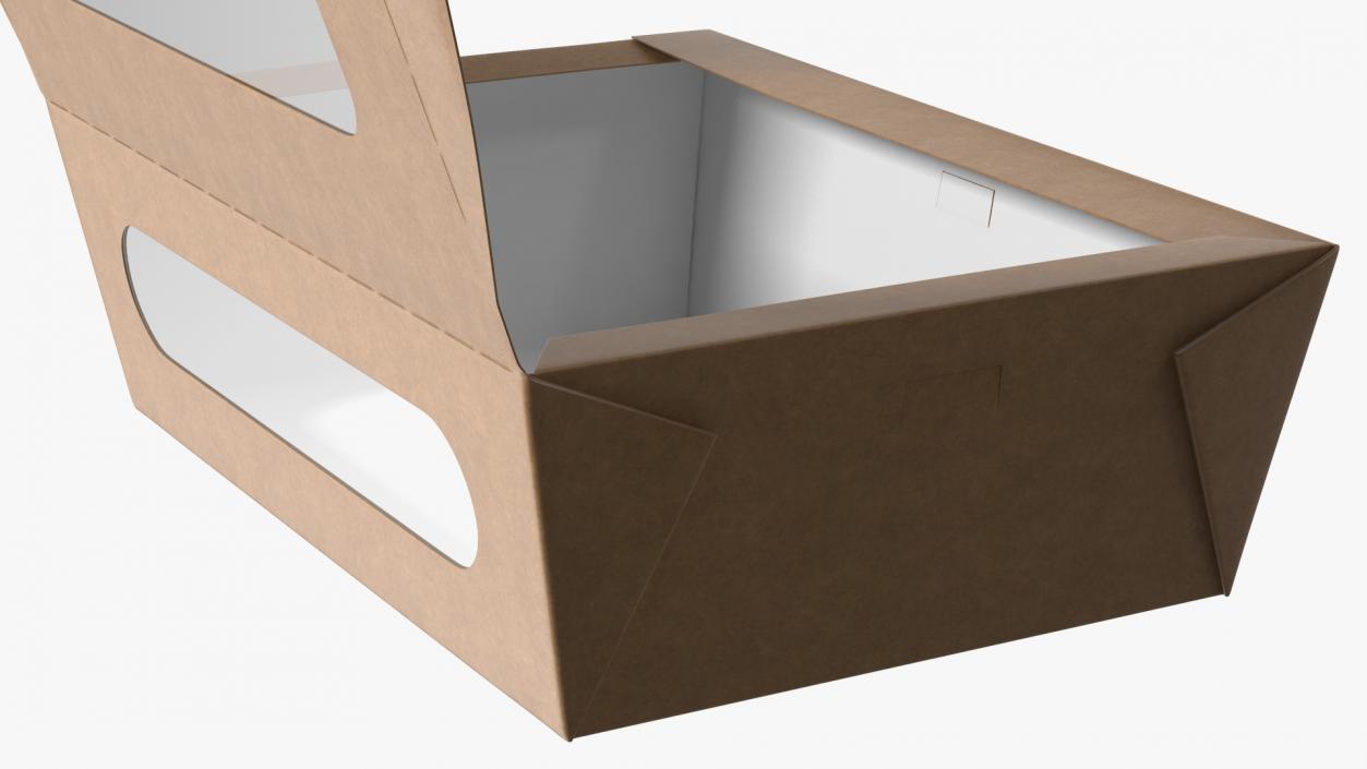 Opened Kraft Food Box with Window Large 3D model