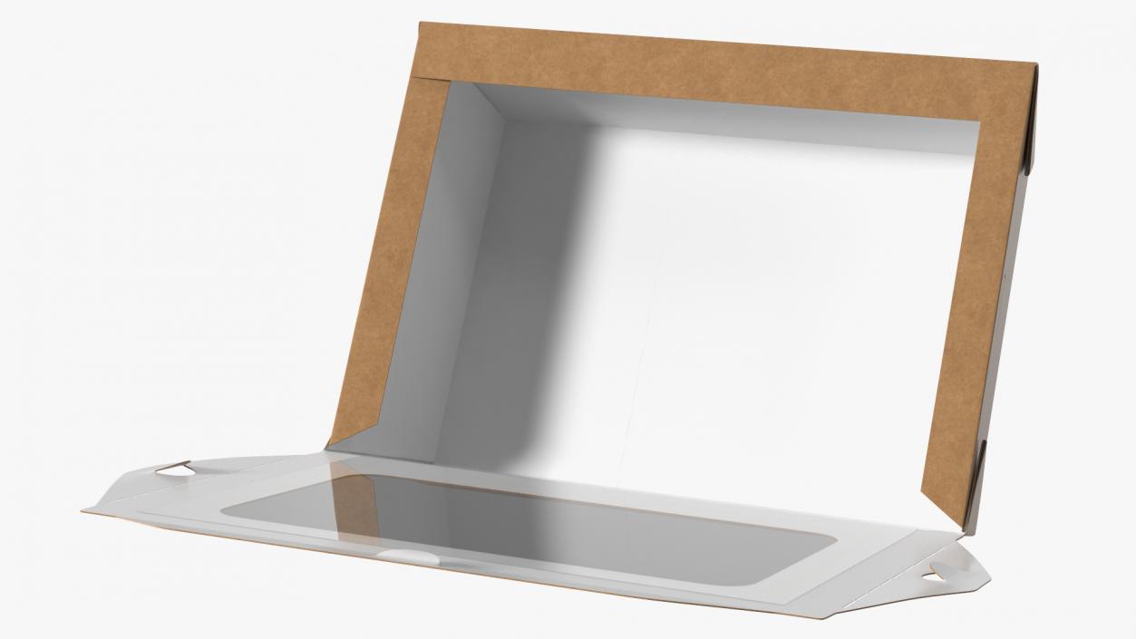 Opened Kraft Food Box with Window Large 3D model