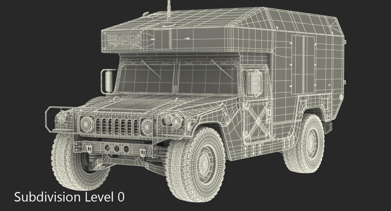 Maxi Ambulance Military Car HMMWV m997 Green 3D model