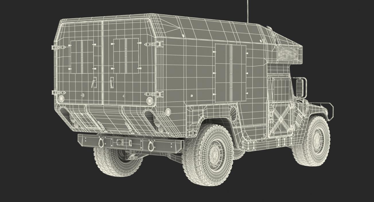 Maxi Ambulance Military Car HMMWV m997 Green 3D model