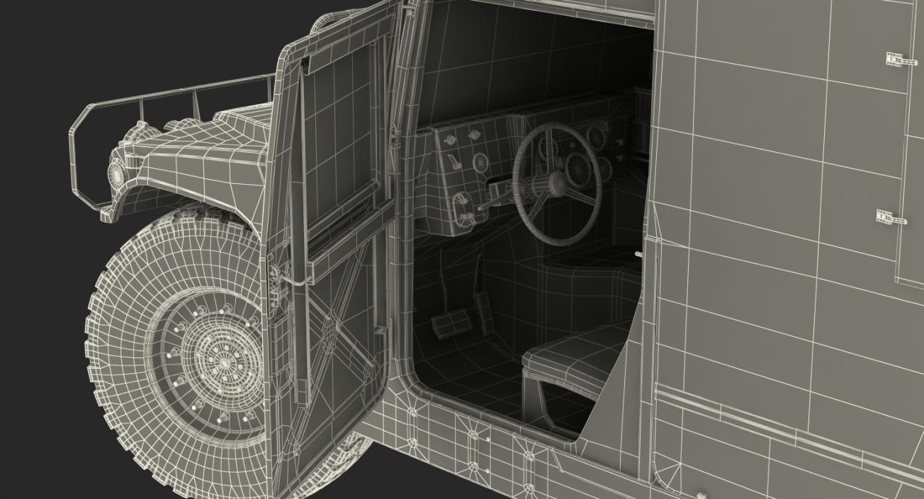 Maxi Ambulance Military Car HMMWV m997 Green 3D model