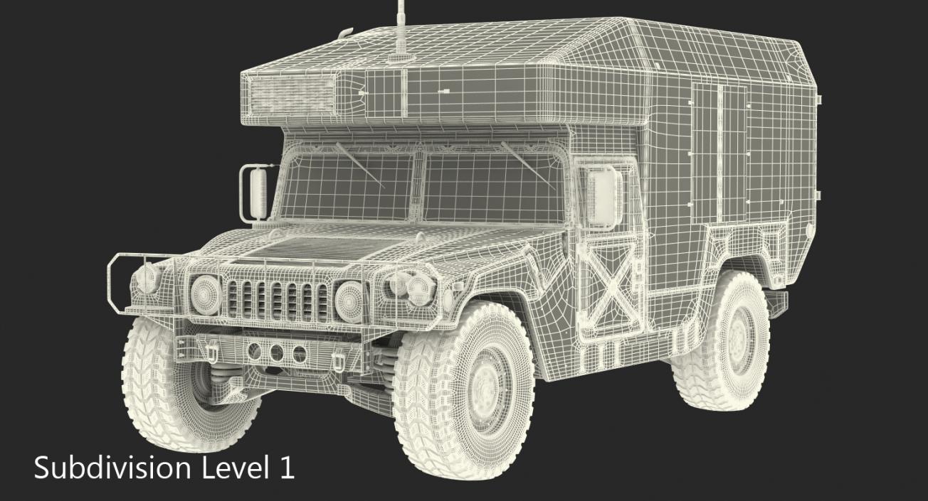 Maxi Ambulance Military Car HMMWV m997 Green 3D model