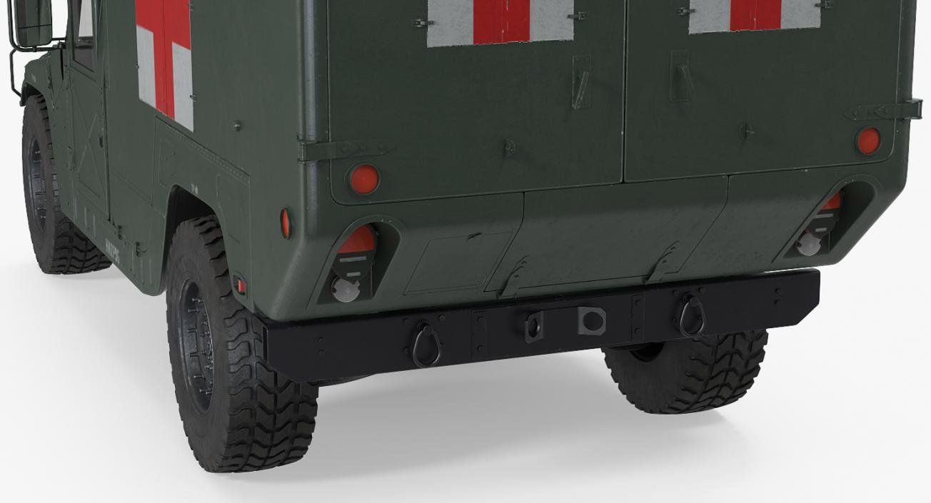 Maxi Ambulance Military Car HMMWV m997 Green 3D model