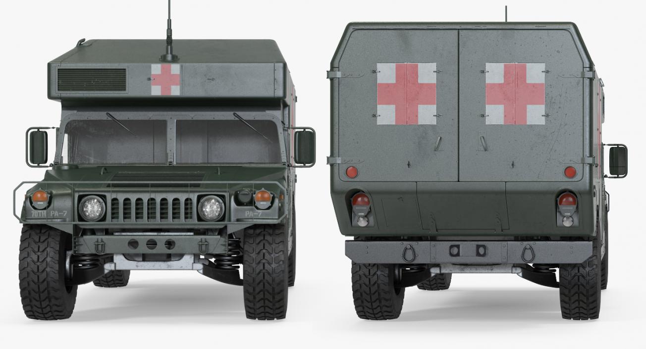 Maxi Ambulance Military Car HMMWV m997 Green 3D model