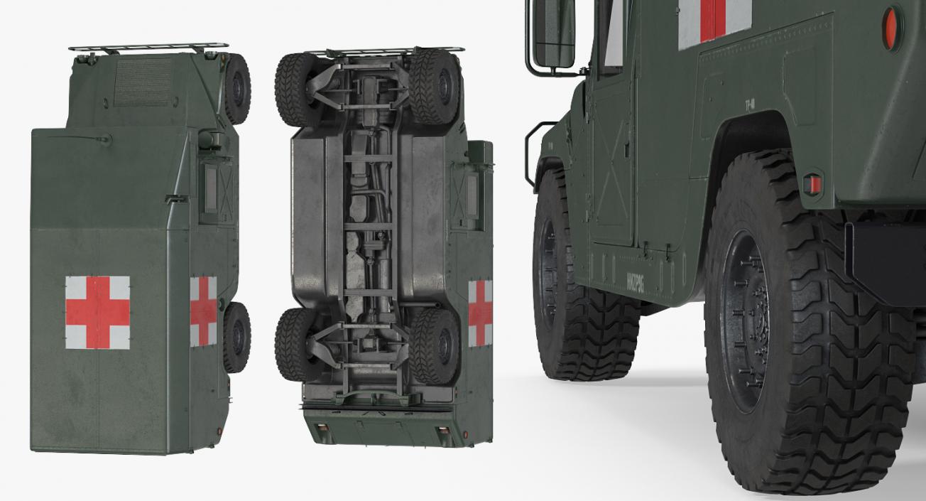 Maxi Ambulance Military Car HMMWV m997 Green 3D model