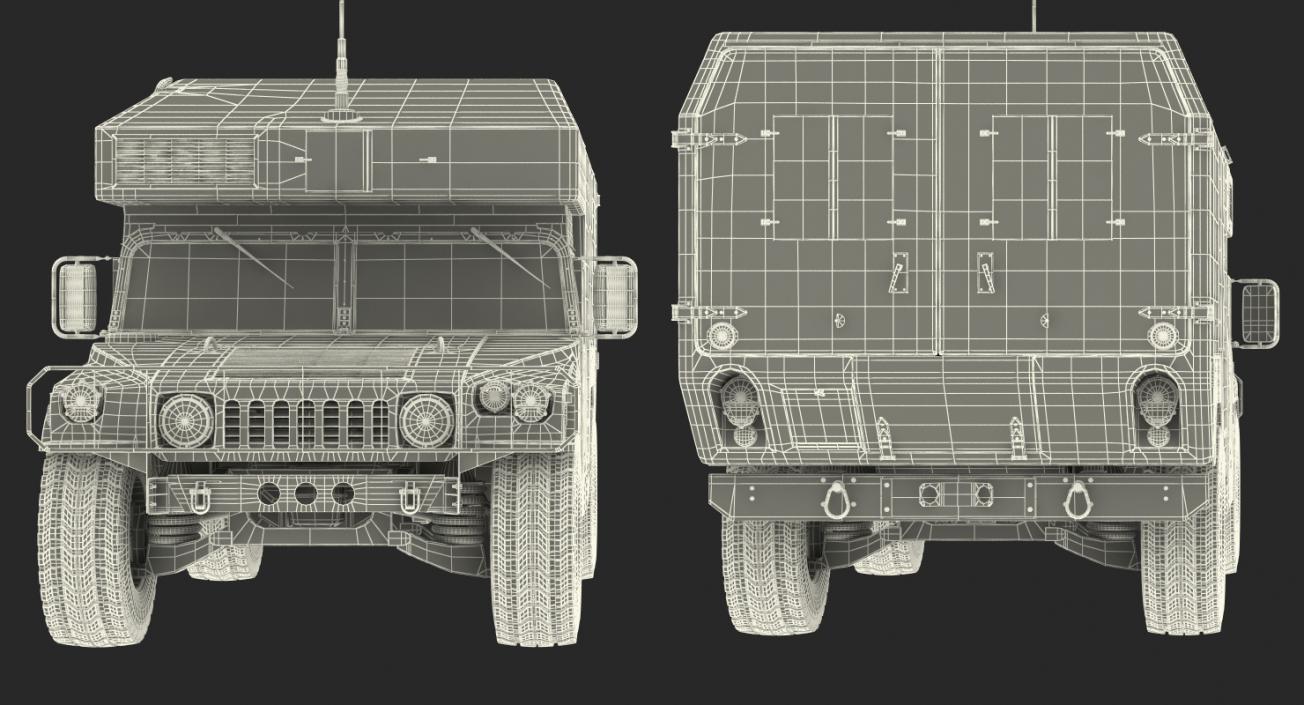 Maxi Ambulance Military Car HMMWV m997 Green 3D model