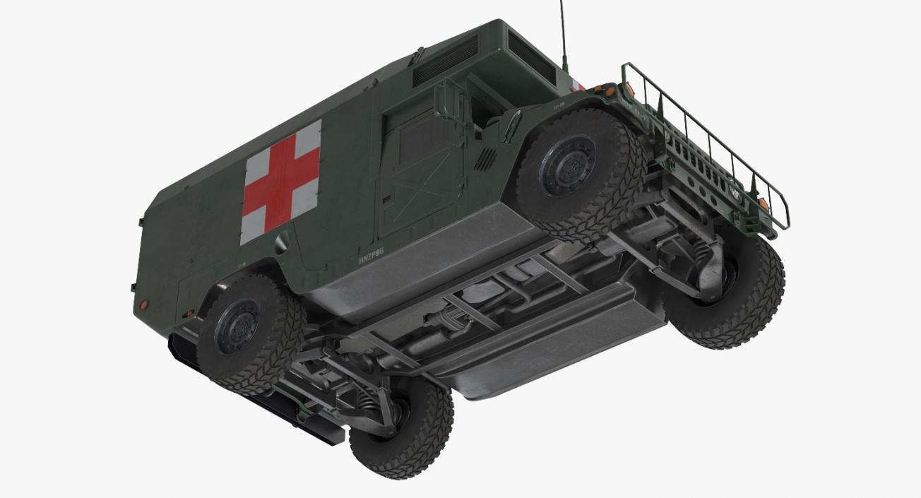 Maxi Ambulance Military Car HMMWV m997 Green 3D model