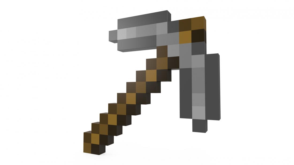 Minecraft Pixelated Stone Pickaxe Asset 3D model