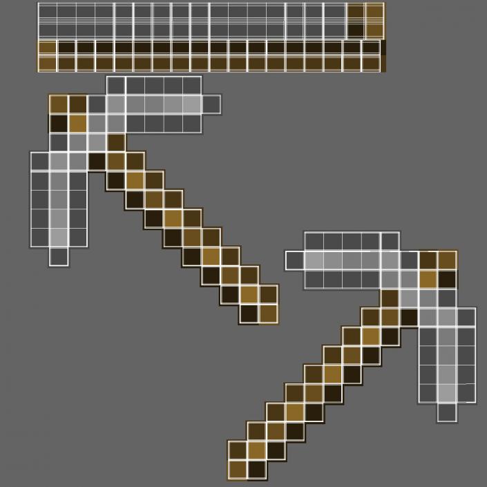 Minecraft Pixelated Stone Pickaxe Asset 3D model