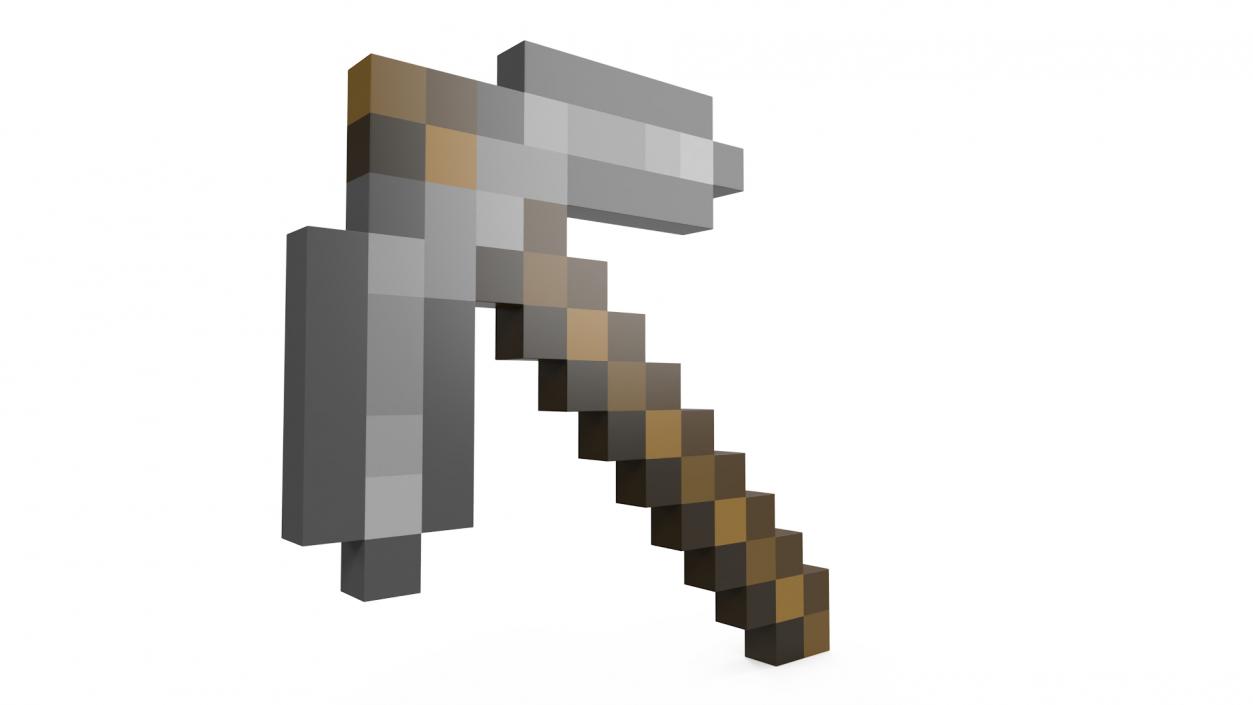 Minecraft Pixelated Stone Pickaxe Asset 3D model