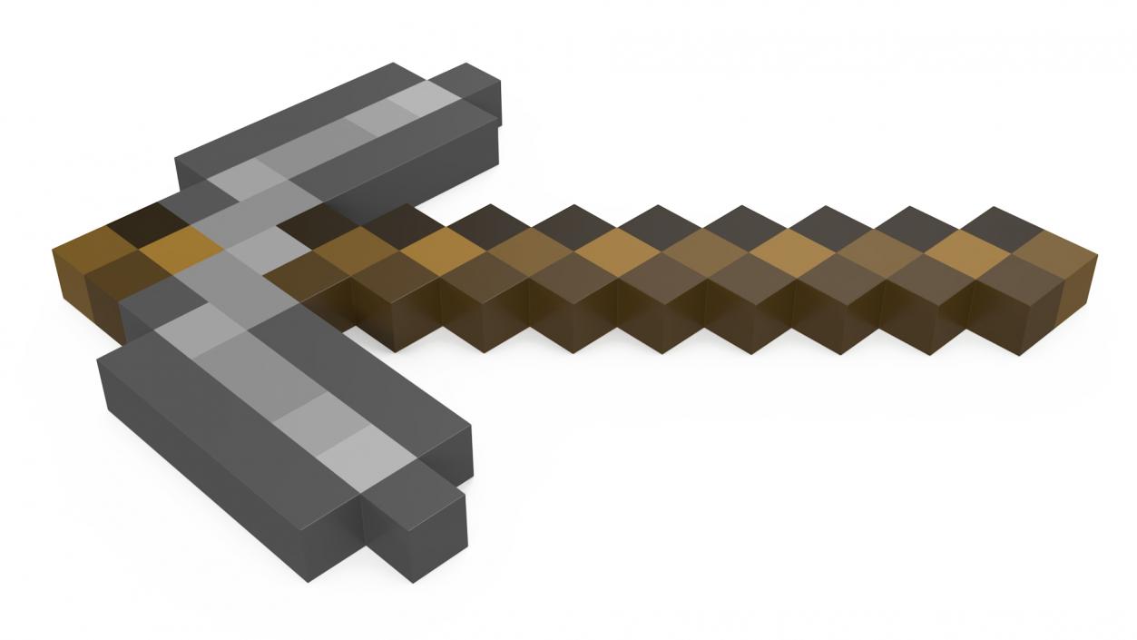 Minecraft Pixelated Stone Pickaxe Asset 3D model