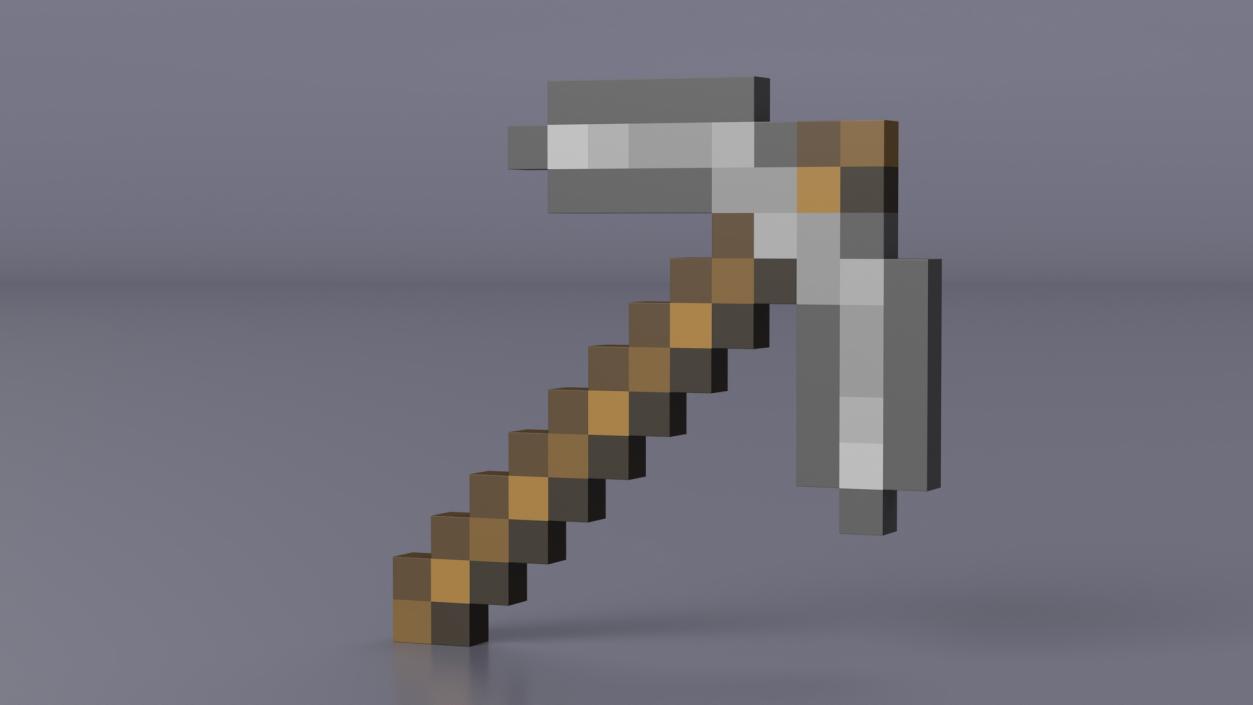 Minecraft Pixelated Stone Pickaxe Asset 3D model