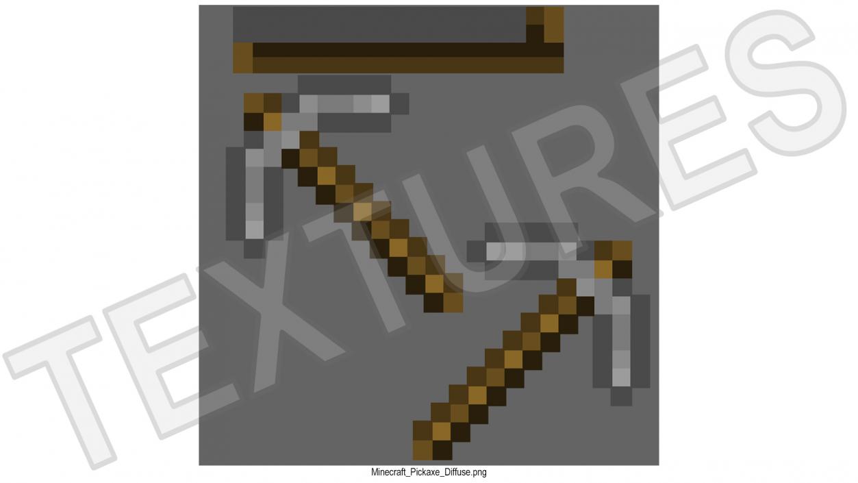 Minecraft Pixelated Stone Pickaxe Asset 3D model