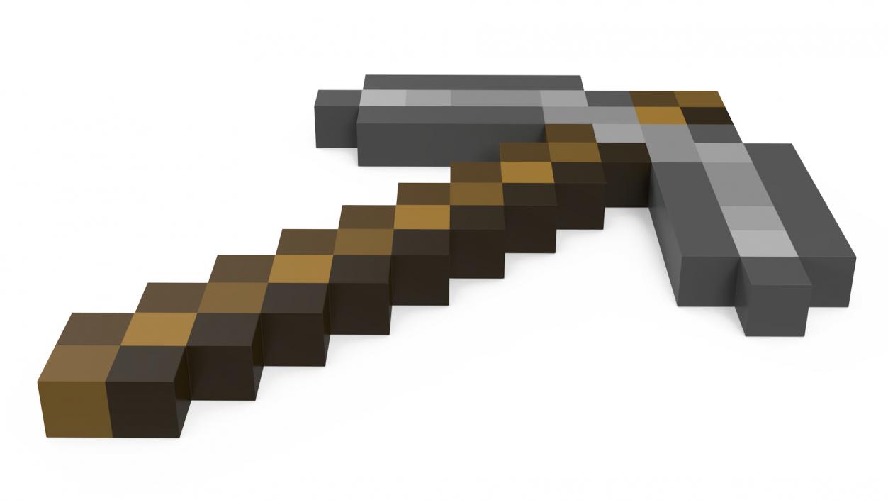 Minecraft Pixelated Stone Pickaxe Asset 3D model