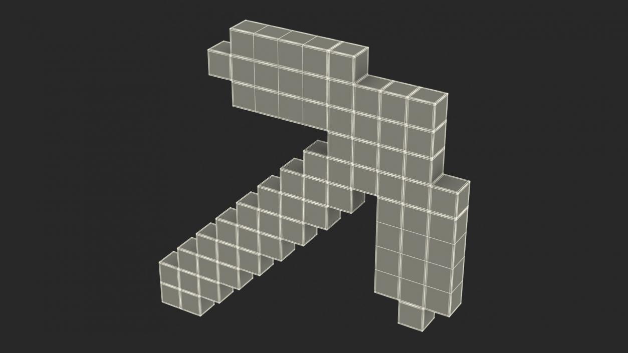 Minecraft Pixelated Stone Pickaxe Asset 3D model