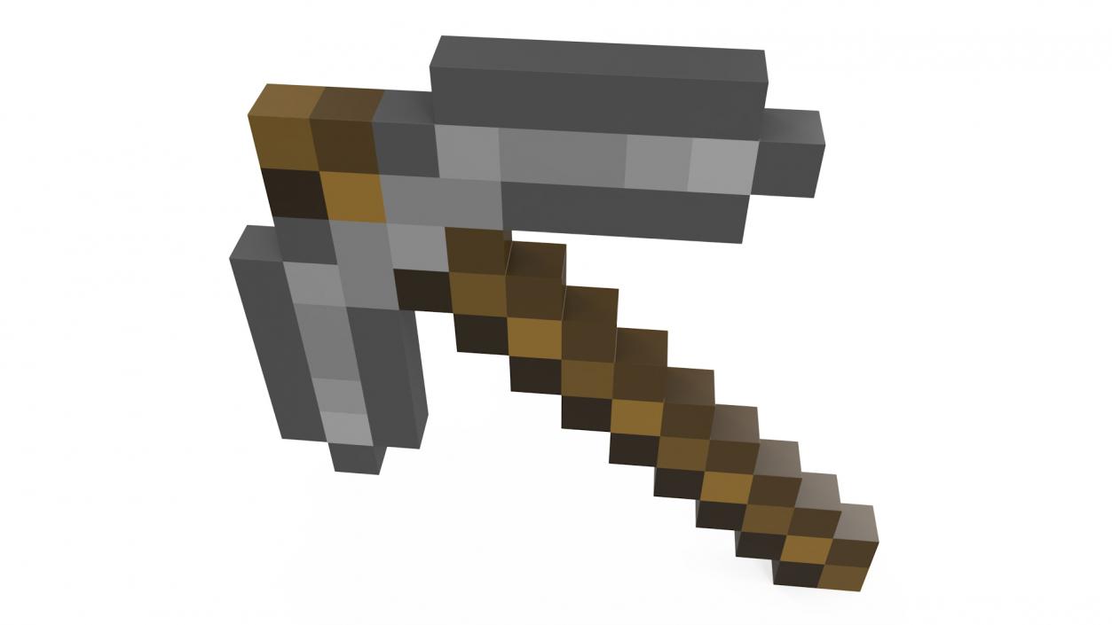 Minecraft Pixelated Stone Pickaxe Asset 3D model