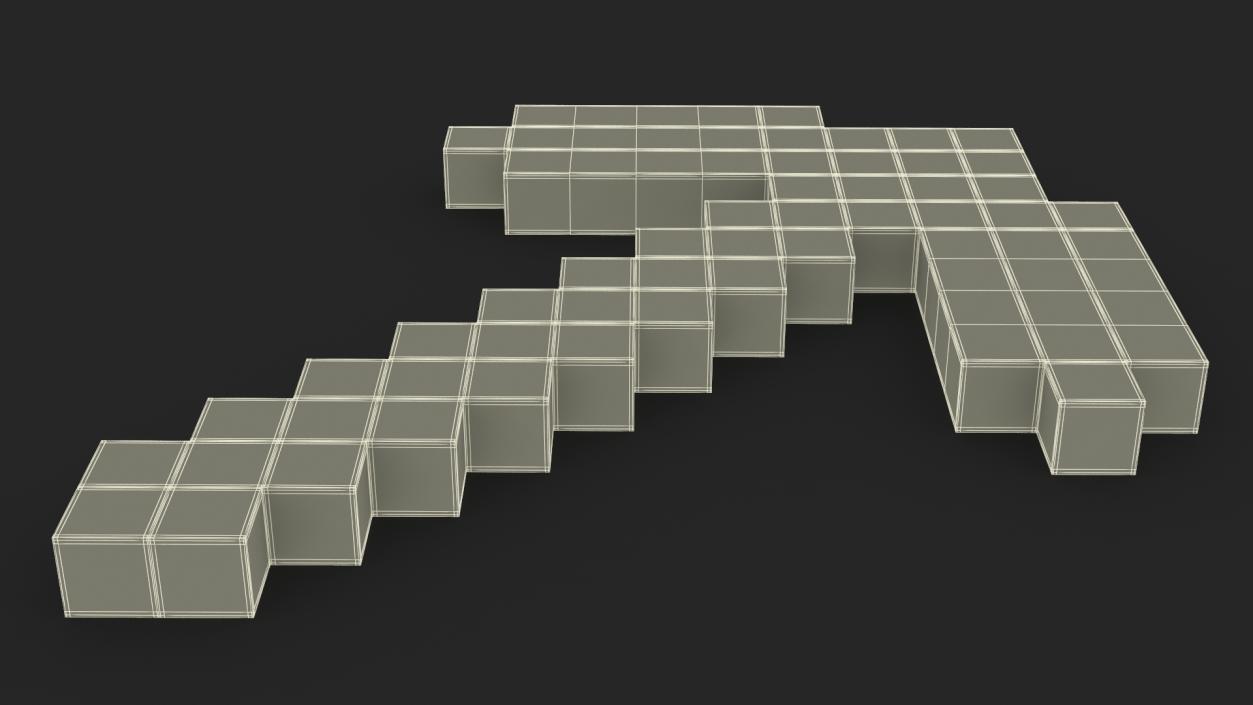 Minecraft Pixelated Stone Pickaxe Asset 3D model