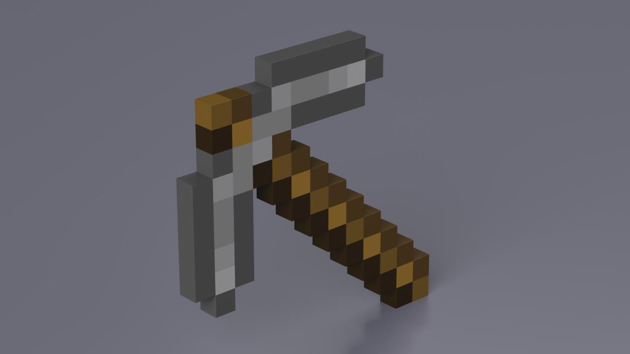 Minecraft Pixelated Stone Pickaxe Asset 3D model