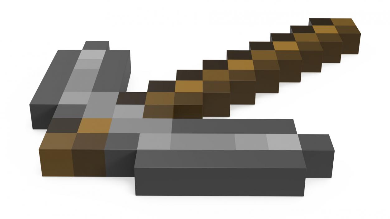 Minecraft Pixelated Stone Pickaxe Asset 3D model