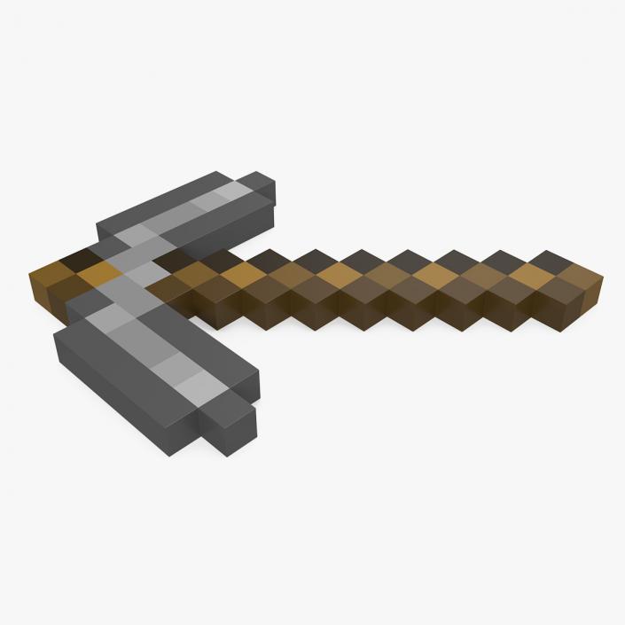 Minecraft Pixelated Stone Pickaxe Asset 3D model