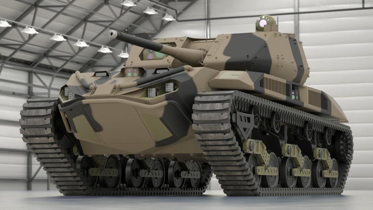 Robotic Electric Tank Camo Rigged for Cinema 4D 3D