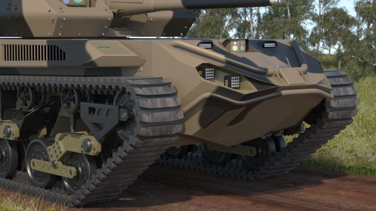 Robotic Electric Tank Camo Rigged for Cinema 4D 3D