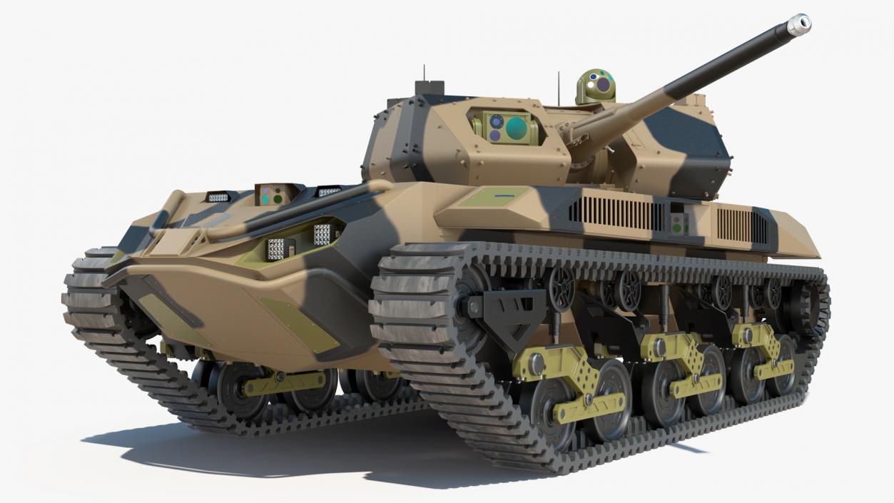 Robotic Electric Tank Camo Rigged for Cinema 4D 3D