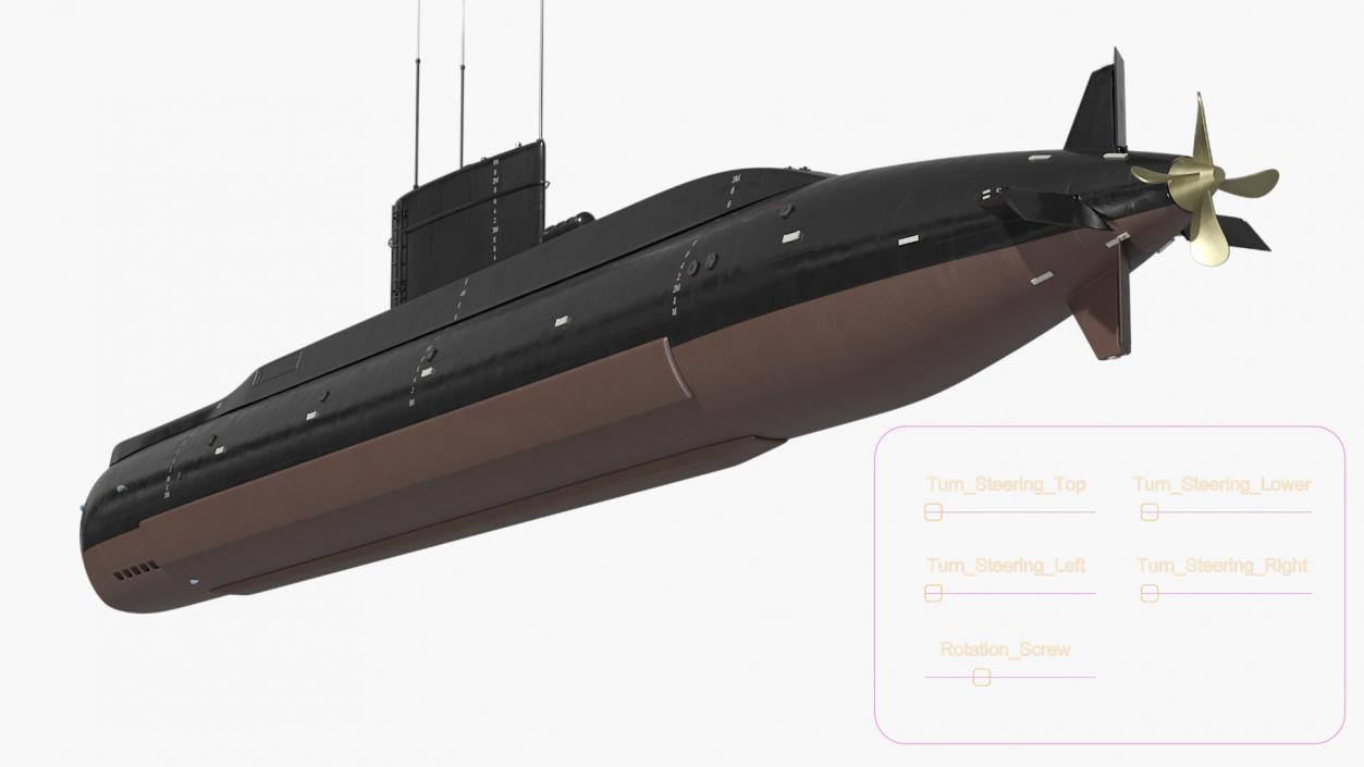 3D Iranian Fateh Semi Heavy Submarine Rigged