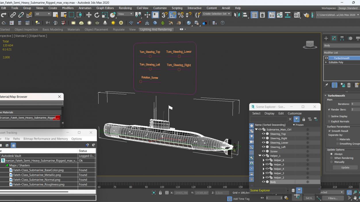 3D Iranian Fateh Semi Heavy Submarine Rigged