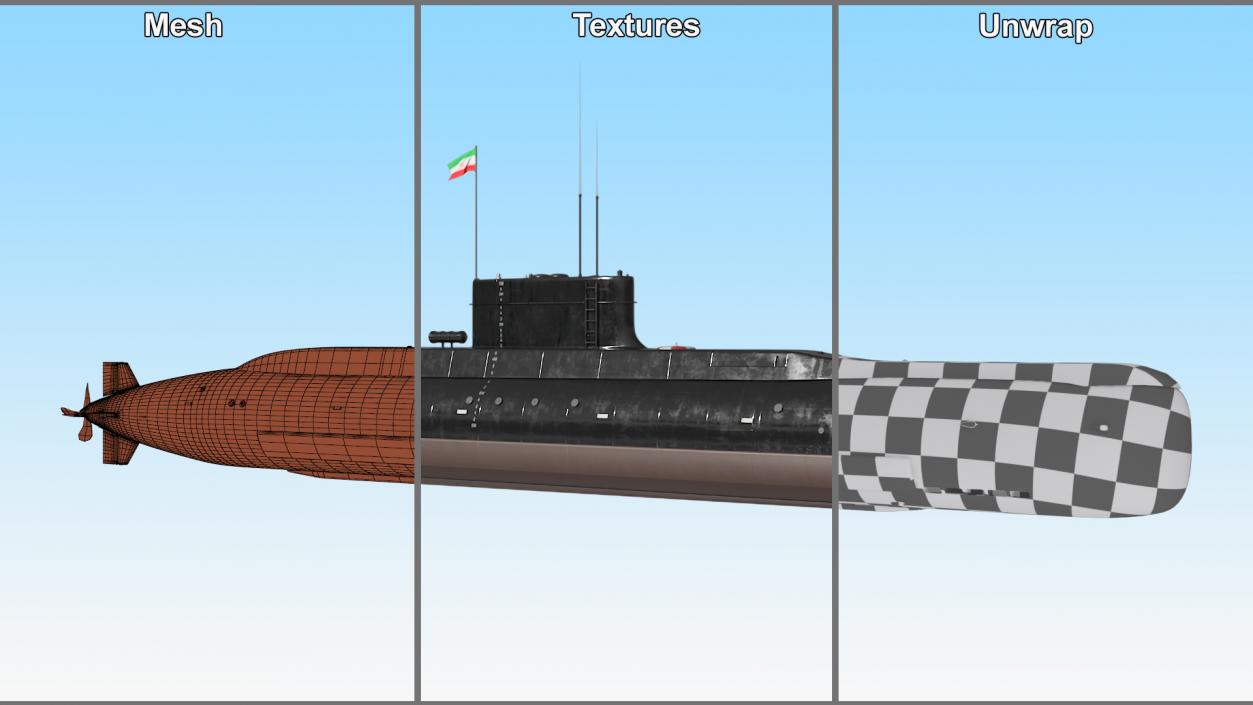 3D Iranian Fateh Semi Heavy Submarine Rigged