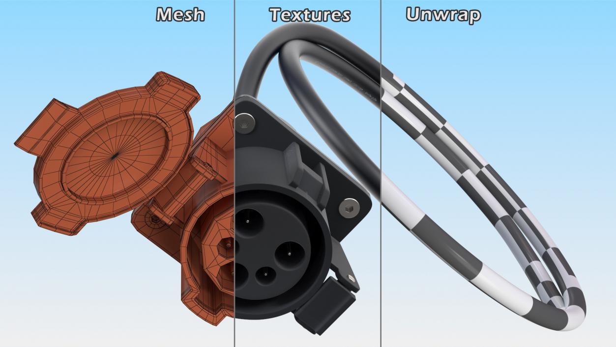 SAE J1772 Level 2 EV Charging Connector 3D model