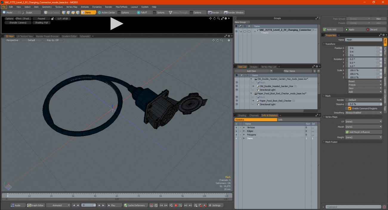 SAE J1772 Level 2 EV Charging Connector 3D model