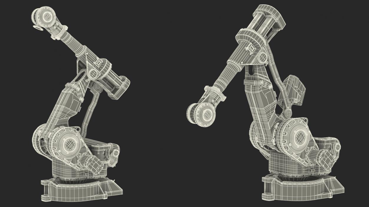 3D High Speed Industrial Robot Yellow Rigged