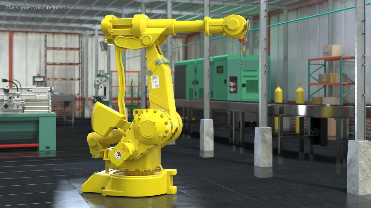 3D High Speed Industrial Robot Yellow Rigged