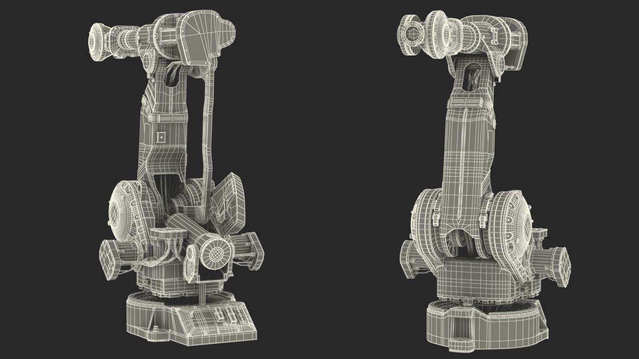 3D High Speed Industrial Robot Yellow Rigged