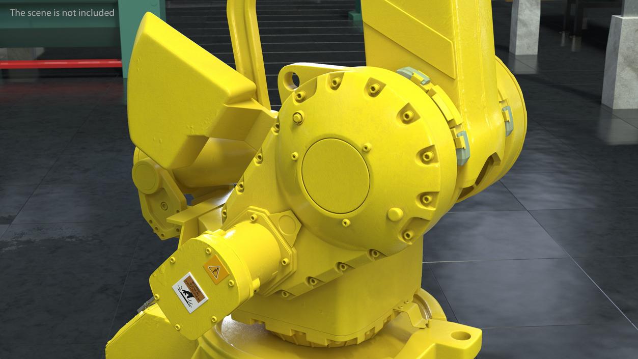 3D High Speed Industrial Robot Yellow Rigged