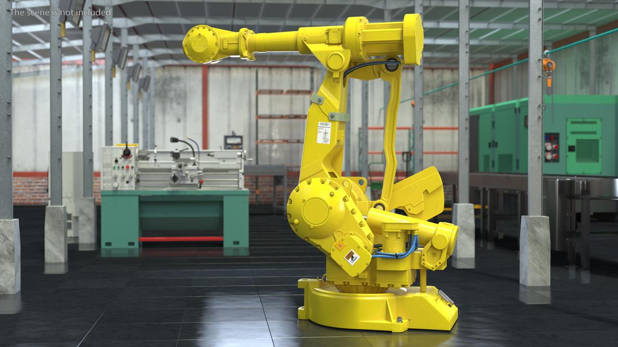 3D High Speed Industrial Robot Yellow Rigged